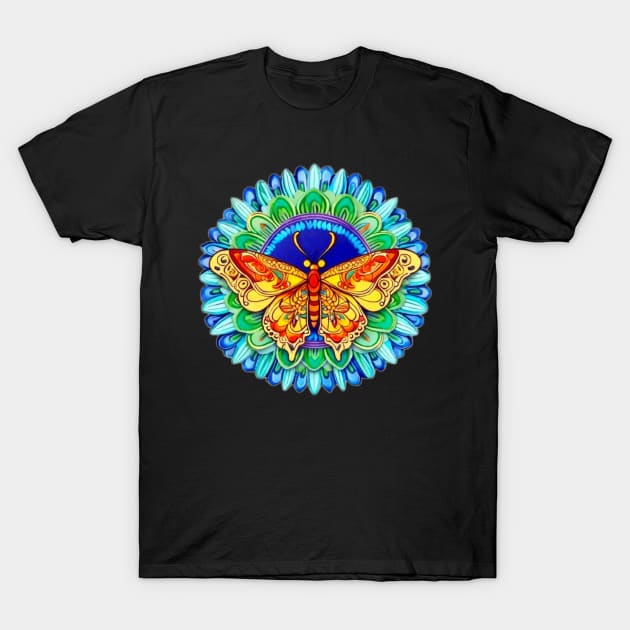 Butterfly Art - Vibrant Geometric T-Shirt by BubbleMench